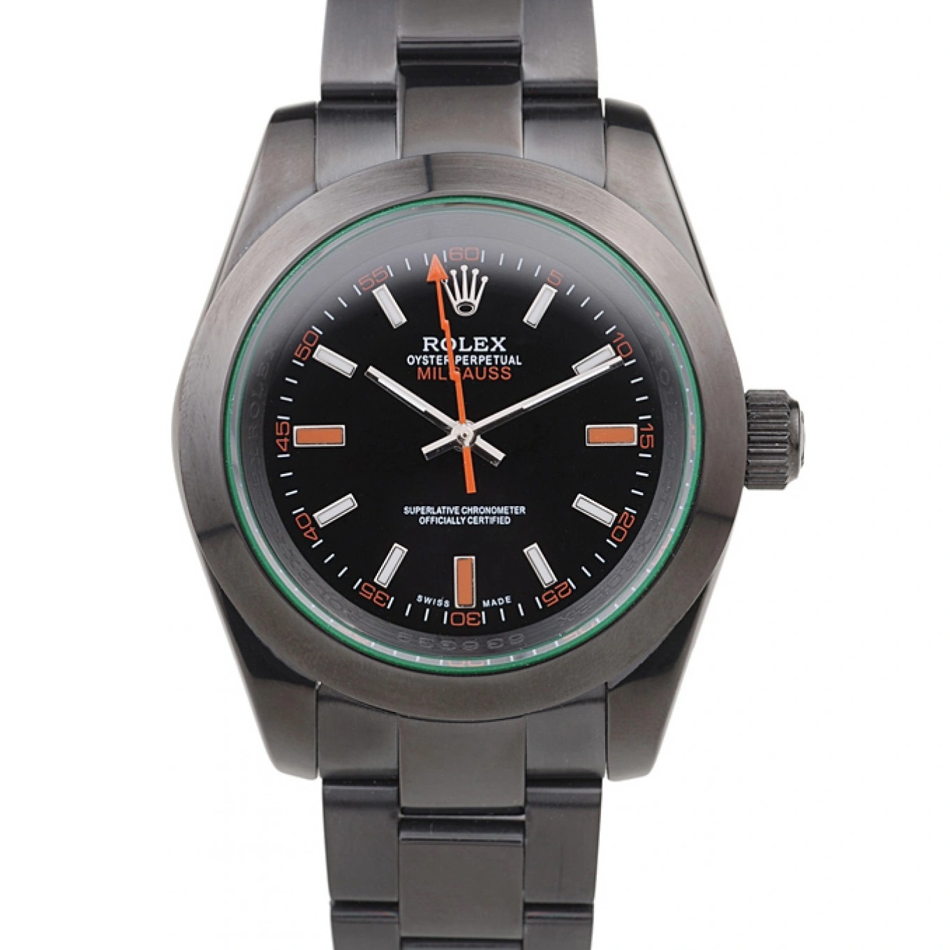MiroTime 1025 Rolex Milgauss Pro-Hunter Tinted Green Saphire Black Dial